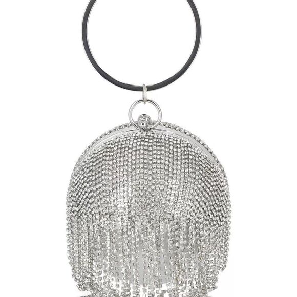 Dazzling Crystal Fringe Ball Bangle Clutch Purse • NWOT - Picture 9 of 13